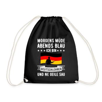 Morgens Müde Abends Blau Deutschlehrer - Turnbeutel - Schwarz - Vorne
