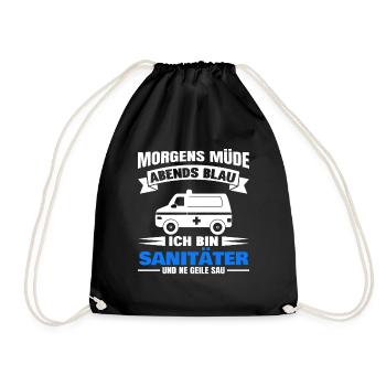 Morgens Müde Abends Blau Sanitäter - Turnbeutel - Schwarz - Vorne