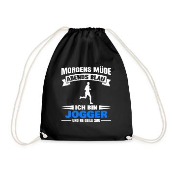 Morgens Müde Abends Blau Jogger - Turnbeutel - Schwarz - Vorne