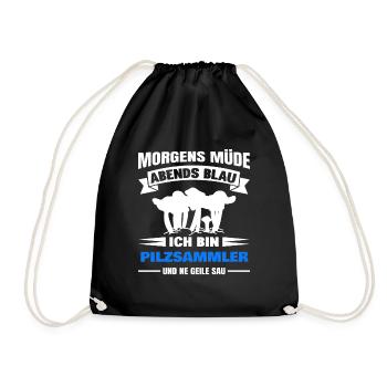 Morgens Müde Abends Blau Pilzsammler - Turnbeutel - Schwarz - Vorne