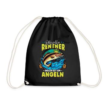 Angeln Angler Rentner - Turnbeutel - Schwarz - Vorne