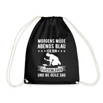 Morgens Müde Abends Blau Fliesenleger - Turnbeutel - Schwarz - Vorne