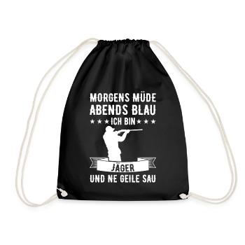Morgens Müde Abends Blau Jäger - Turnbeutel - Schwarz - Vorne