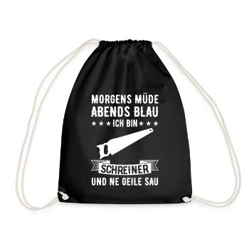 Morgens Müde Abends Blau Schreiner - Turnbeutel - Schwarz - Vorne