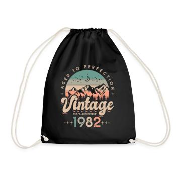1982 Vintage anniversary 40 years - Drawstring Bag - black - Front
