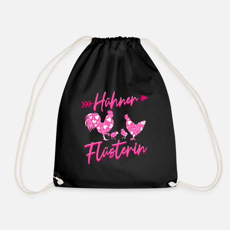 Huhn Hühner Flüstererin - Turnbeutel - Schwarz