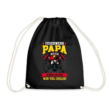 Feuerwehr Papa Feuerwehrmann - Turnbeutel - Schwarz - Vorne