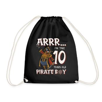 Pirate Boy 10 Jahre alter Pirat 10. Geburtstag - Turnbeutel - Schwarz - Vorne