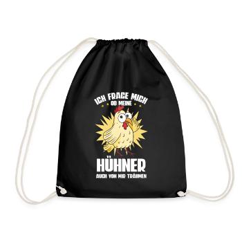 Huhn Hühner - Turnbeutel - Schwarz - Vorne