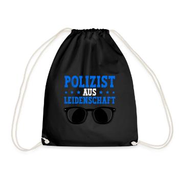 Polizist Polizei - Turnbeutel - Schwarz - Vorne