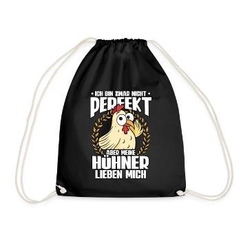 Huhn Hühner - Turnbeutel - Schwarz - Vorne