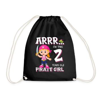 Pirate Boy 2 Jahre alter Pirat 2. Geburtstag - Turnbeutel - Schwarz - Vorne