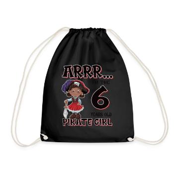 Pirate Boy 6 Jahre alter Pirat 6. Geburtstag - Turnbeutel - Schwarz - Vorne