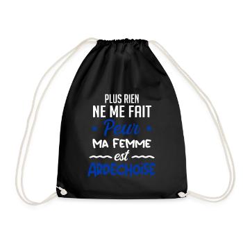 Rien ne me fait peur ma femme est Ardéchoise - Sac de sport léger - noir - Devant