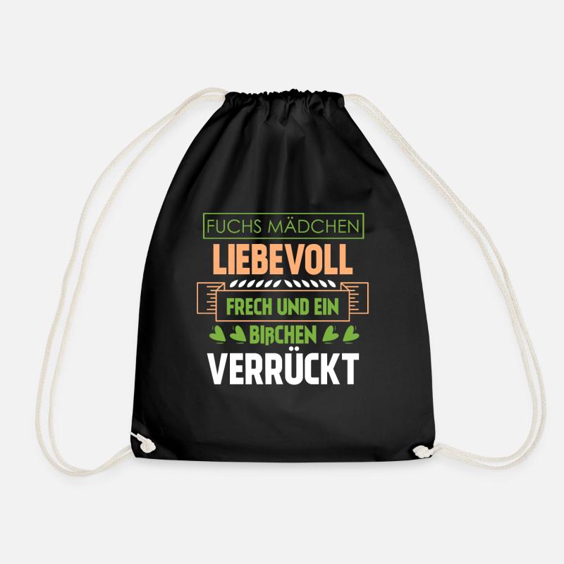 Fuchs mädchen liebevoll frech verrückt - Turnbeutel - Schwarz