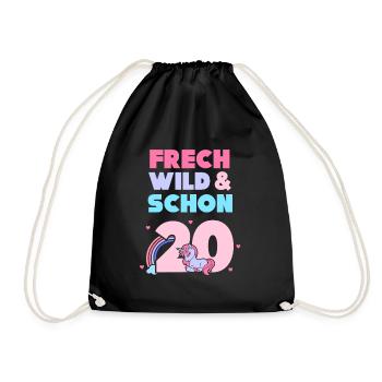 Geschenk 20 Jahre Geburtstag Mann Einhorn - Turnbeutel - Schwarz - Vorne