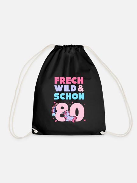 Geschenk 80 Jahre Geburtstag Mann Einhorn - Turnbeutel - Schwarz