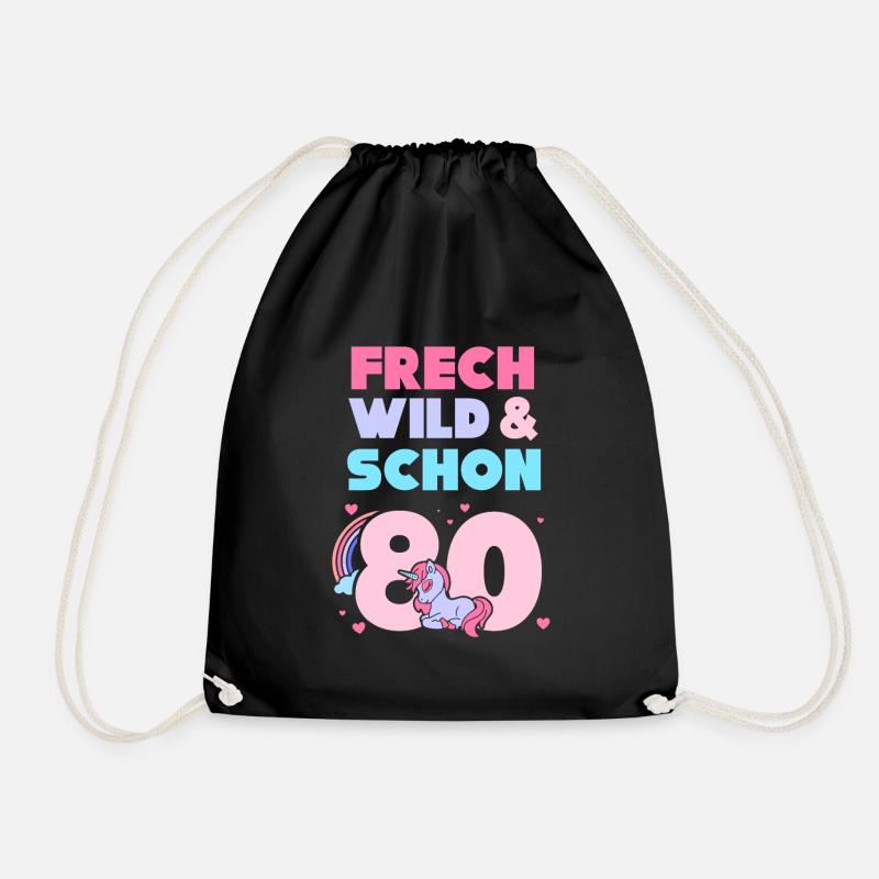 Geschenk 80 Jahre Geburtstag Mann Einhorn - Turnbeutel - Schwarz