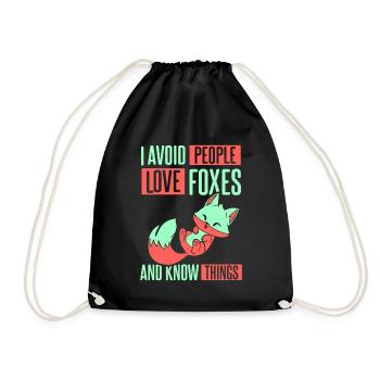 I avoid people, love foxes and know things - Turnbeutel - Schwarz - Vorne