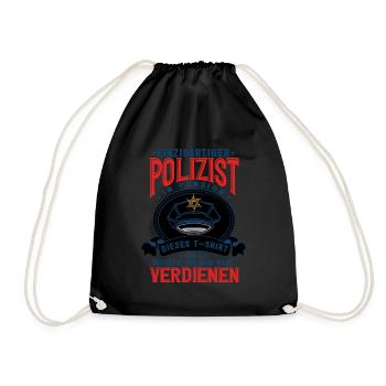 Polizist Polizei Rente Pension - Turnbeutel - Schwarz - Vorne