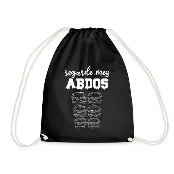Regarde mes abdos burger cadeau bouffe - Sac de sport léger - noir - Devant