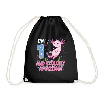 I'm 1 sweet axolotl 1st birthday gift - Drawstring Bag - black - Front