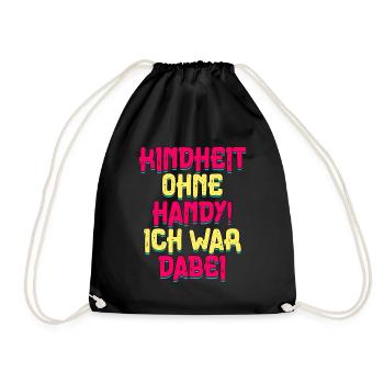 80er Jahre Kinderheit Ohne Handy - Turnbeutel - Schwarz - Vorne