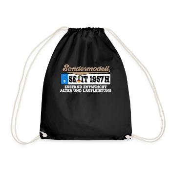 1957 Kennzeichen Geburtstag - Turnbeutel - Schwarz - Vorne