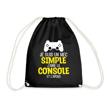 console et apéro | mec simple ! - Sac de sport léger - noir - Devant