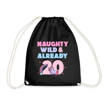 Geschenk 20 Jahre Geburtstag Mann Einhorn - Turnbeutel - Schwarz - Vorne