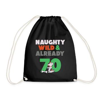 Geschenk 70 Jahre Geburtstag Frau Hund - Turnbeutel - Schwarz - Vorne