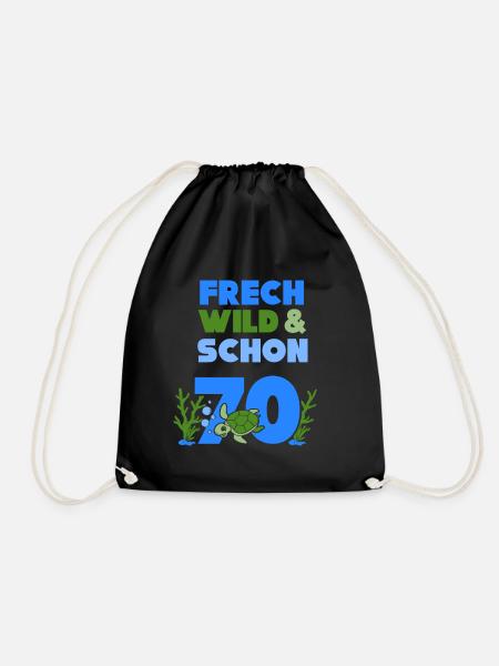 Geschenk 70 Jahre Geburtstag Frau Schildkröte - Turnbeutel - Schwarz