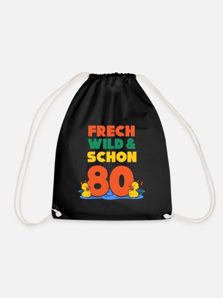 Geschenk 80 Jahre Geburtstag Ente - Turnbeutel - Schwarz