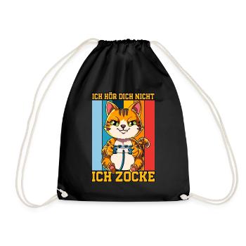 Zocken Gaming Ich Höre Dich Nicht Ich Zocke - Turnbeutel - Schwarz - Vorne