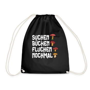 Pilzsammler Pilz Sucher - Turnbeutel - Schwarz - Vorne