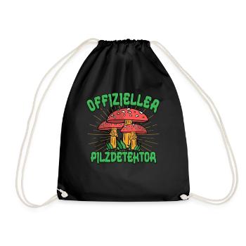 Pilzsammler Pilz Sucher - Turnbeutel - Schwarz - Vorne