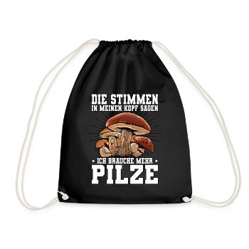 Pilzsammler Pilz Sucher - Turnbeutel - Schwarz - Vorne
