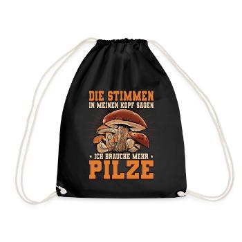Pilzsammler Pilz Sucher - Turnbeutel - Schwarz - Vorne