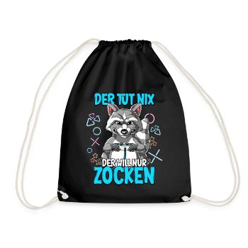 Zocken Gaming Der Tut Nix Der Will Nur Zocken - Turnbeutel - Schwarz - Vorne