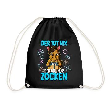 Zocken Gaming Der Tut Nix Der Will Nur Zocken - Turnbeutel - Schwarz - Vorne