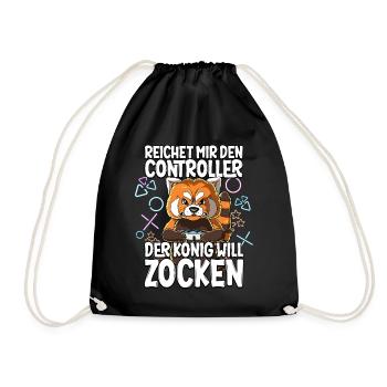 Videospiel Gaming Roter Panda Zocken - Turnbeutel - Schwarz - Vorne
