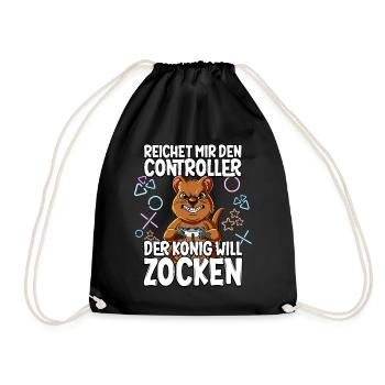Videospiel Gaming Quokka Zocken - Turnbeutel - Schwarz - Vorne
