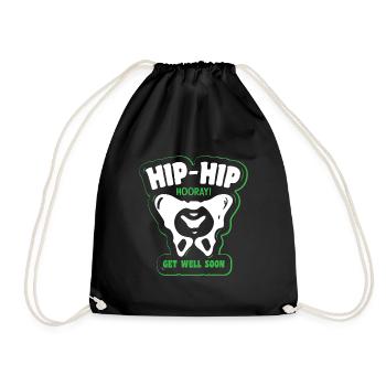 Hip-Hip hooray get well soon - Turnbeutel - Schwarz - Vorne
