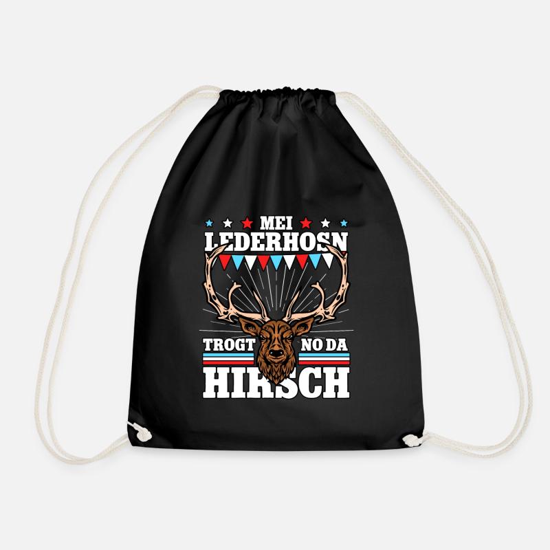 Mei Lederhosn Trogt No Da Hirsch - Turnbeutel - Schwarz