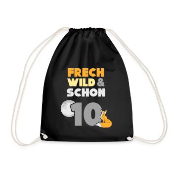 10 Jahre Geburtstag Junge Mädchen Fuchs - Turnbeutel - Schwarz - Vorne