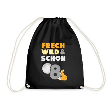 8 Jahre Geburtstag Junge Mädchen Fuchs - Turnbeutel - Schwarz - Vorne