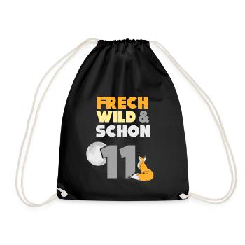 11 Jahre Geburtstag Junge Mädchen Fuchs - Turnbeutel - Schwarz - Vorne