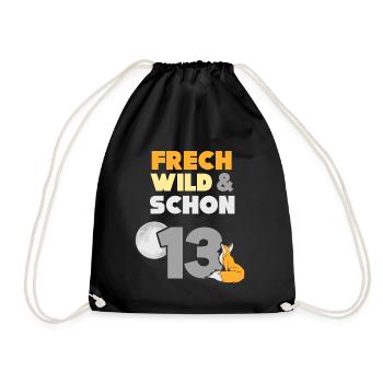 13 Jahre Geburtstag Junge Mädchen Fuchs - Turnbeutel - Schwarz - Vorne