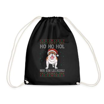 Bulldogge Weihnachten - Turnbeutel - Schwarz - Vorne
