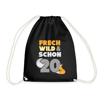 Geschenk 20 Jahre Geburtstag Frau Fuchs - Turnbeutel - Schwarz - Vorne